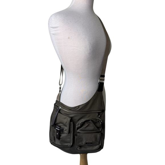 TUMI Nylon Crossbody Shoulder Bag Olive Green - Picture 1 of 10